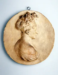 Madame Recamierin pyöreä reliefi, noin 1801-1802 (terrakotta).
