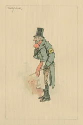 Trotty Veck - The Chimes, noin 1920-luku (kynä ja muste wc:llä paperilla)