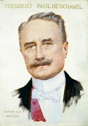 Tasavallan presidentin Paul Deschanelin (1855-1922) muotokuva. Kuvitus Joseph Felix Bouchor (1853-1937), helmikuu 1920. Pariisi. Musee Carnavalet.