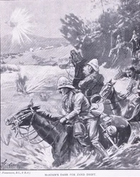 McAdams dash for Zand Drift, teoksesta After Pretoria: The Guerilla War, jonka on julkaissut Harmsworth Bros Limited, 1901.
