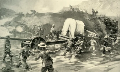 "4.7 Naval Gun -ase ottaa Tugelan halki", 1900.