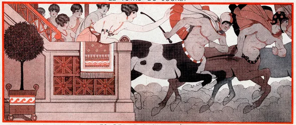 Mikä oli olympiakaudella Le Prix de Diane - Viimeiset sata metriä - kuvitus la Vie Parisiennesta, 1927