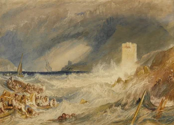 Sisäänkäynti Fowey Harbouriin Cornwallissa, n. 1827