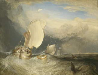 Kalastusveneet Hucksterien kanssa neuvottelemassa kalasta, 1837-38