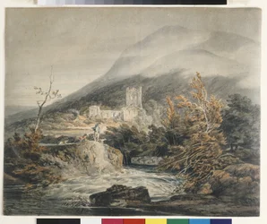 Llanthony Abbey, Monmouthshire (akvarelli valkoisella paperilla)