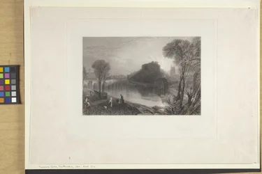 Tamworth Castle, Staffordshire (etsaus ja kaiverrus intialaiselle paperille, chine collé)
