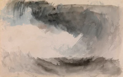 ""Tempete en mer"" (Myrsky merellä) Aquarelle de Joseph Mallord William Turner (1775-1851) Koko 18,4x29,3 cm Yksityiskokoelma
