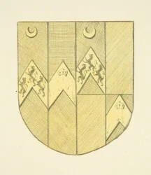 Arms of Brook(e?) messinkilevyllä St Mary Redcliffessä (akvarelli paperille)