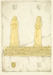 John Brooken ja hänen vaimonsa messinki St Mary Redcliffessä (akvarelli paperille)