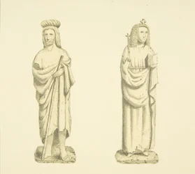 Kaksi hahmoa Tower of St Mary Redcliffe -tornissa (akvarelli paperille)