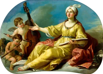 Musiikin personifikaatio, laulaminen viulua ja huilua soittavan Putin kanssa, 1758
