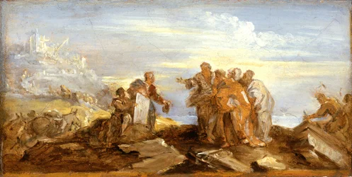 Kohtaus antiikin historiasta, noin 1680-90 (öljy paperille ja kankaalle).