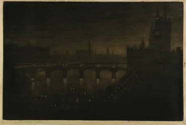Westminster yöllä, ateljeeni ikkunasta