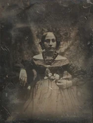 Nuori nainen, jolla on kukka, n. 1842.