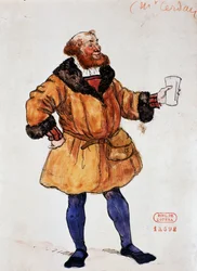 Branderin hahmon puku Hector Berliozin teoksessa Faustin kadotus, luonnos Joseph Porphyre Pinchon (1871-1953).