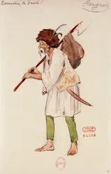 Unkarilaisen hahmon puku Hector Berliozin Faustin kadotukseen, luonnos Joseph Porphyre Pinchon (1871-1953)