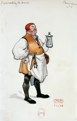 Joseph Porphyre Pinchonin (1871-1953) luonnos Joseph Porphyre Pinchonin (1871-1953) Faustin kadotuksen isännän hahmon puvusta, Hector Berliozin Faustin kirous -teoksessa