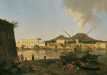 Granatellon satama lähellä Porticia Vesuvius-vuorella taustalla