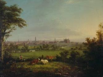 Leeds from the Meadows, n. 1825 (öljy kankaalle)