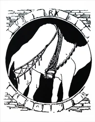 Rudyard Kiplingin kuvitus kamelista (kaiverrus)
