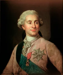 Ranskan kuninkaan Ludvig XVI:n (1754-1793) muotokuva kultaisen fleece-ritarikunnan tunnusmerkillä. Joseph Siffred Duplessisin (1725-1802) maalaus (Joseph-Siffred, Joseph Siffrede, Joseph-Siffrede, Joseph Siffrein, Joseph- Siffrein) 1700-luku M