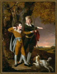 J.Wright of Derby, Jungen beim Bogenschießen / Gemälde