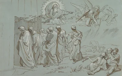 Jumala kutsuu Nooan ja hänen perheensä arkkiin, 1827.