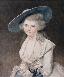 The Honorable Miss Bingham (d.1831)kaiverrus Francesco Bartolozzi (1727-1815), julkaissut E. M. Diemar, 1786 (pistekaiverrus)