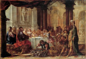Juan Valdesin (1622-1690) Les Noces de Cana -maalaus 1660 su. 0,23 x 0,34 m