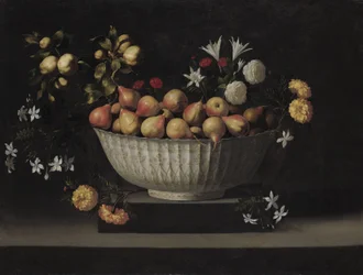 Kukat ja hedelmät China Bowlissa, n. 1645