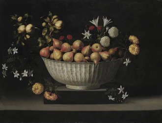 Kukat ja hedelmät China Bowlissa, c. 1645.