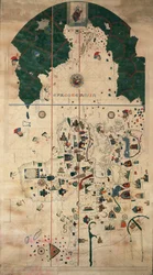 Portolan-Nautical planisfäärikartta Juan de la Cosa, noin 1500