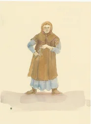 Keskiaikainen tilanhoitaja, joka vastasi herran kotitalouden ja maatilan hoidosta, 2004.