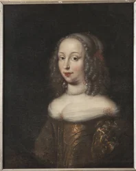 Marie Elisabeth de Schleswig Holstein Gottorp, Landgravine de Hesse Darmstadt - Maria Elisabeth of Schleswig-Holstein-Gottorp (1634-1665), Landgravine of Hessen-Darmstadt, kirjoittanut Ovens, Jurgen (1623-1678). Öljy kankaalle. Mitat: 70x58 cm. Kansallismu