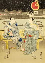 Illan viileässä Lord Nabeshiman varastojen läheisyydessä Furyu Nabeshima..., 1824.