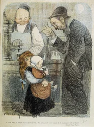Selvä, seerumi humalassa, sillä välin tarvitsen rommia Jamaiquesta! - dess. Kirjailija: Abel Faivre (1864-1945)