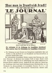 Saksalainen propaganda kuvaa ranskalaisen sanomalehden etusivua, jossa on sarjakuva, jossa pääministeri Raymond Poincare syö Ruhrin lapsia alueen Ranskan miehityksen aikana