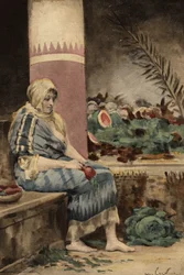 Livia Drusilla Augusta (58 eKr.), Rooman keisari Augustuksen (Octavianus, Octavianus tai latinaksi Gaius Julius Caesar Octavianus) (61 eKr.-14 jKr.) vaimo kuorii vihannesta. Pantagruel. Jules Garnierin kuvitus. Teoksessa "Rabelais et l