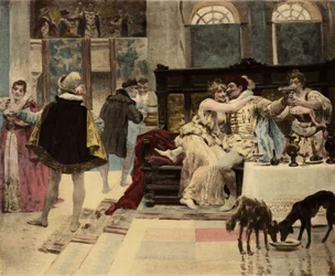 Panurge, jonka Chatelain of Salmingondin (Salmigondis) Dipsodyn Pantagruel teki järjestämällä juhlia. Pantagruel. Jules Garnierin kuvitus. Teoksessa "Rabelais et l