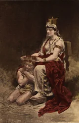 Semyramis (Semiramis) kelaamassa belistrea (kulkuri). Pantagruel. Kuvitus: Jules Garnier. Teoksessa "Rabelais ja Jules Garnierin teokset".