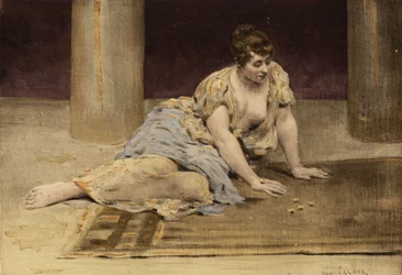 Nainen pelaa tarinoita (pöydät). Gargantua. Kuvitus Jules Garnier. Teoksessa "Rabelais et l