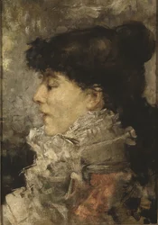 Sarah Bernhardtin (1844-1923) muotokuva, kirjoittanut Bastien Lepage, Jules (1848-1884). Öljy kankaalle
