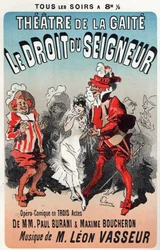 Musiikki. Herran sääntö, Leon Vasseurin operetti. Jules Cheretin juliste ensimmäiseen esitykseen Theater de la Gaitessa, Pariisissa, Ranskassa