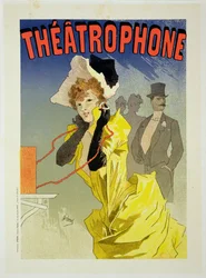 Jäljennös julisteesta, jossa mainostetaan "Theatrofone", 1890 (katso 41410)