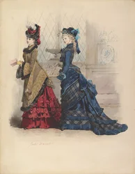 Kaksi naista päiväpuvussa, 1875.