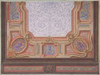 Design for Ceiling of Grand Salon, Hôtel Hope, 1867. Tekijät: Jules-Edmond-Charles Lachaise, Eugène-Pierre Gourdet.