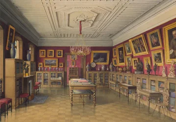 Stroganovin palatsi Pietarissa. Kirjasto, 1865