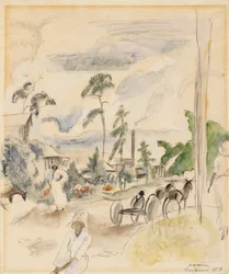 Maisema figuurien kanssa, Miami, 1916 (wc paperilla)