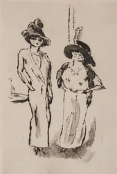 Kaksi naista tanssiaisissa, noin 1910 (etsaus)
