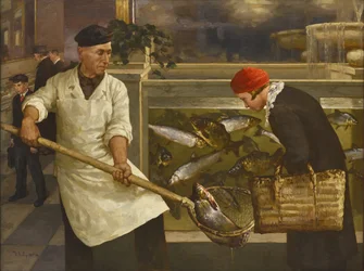 Kalakaupassa par Klever, Juli Julievich, nuorempi (1882-1942). Öljy kankaalle, koko: 130x176